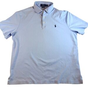 Polo Ralph Lauren Short Sleeve Polo Mens L Classic Fit Light Blue Preppy Minimal